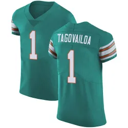 Men's Tua Tagovailoa Miami Dolphins No.1 Elite Aqua Alternate Vapor Untouchable Jersey - Green