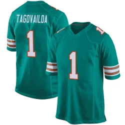 Men's Tua Tagovailoa Miami Dolphins No.1 Game Alternate Jersey - Aqua