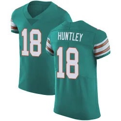 Men's Tyler Huntley Miami Dolphins No.18 Elite Aqua Alternate Vapor Untouchable Jersey - Green