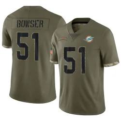 Men's Tyus Bowser Miami Dolphins No.51 Limited 2022 Salute To Service Jersey - Olive