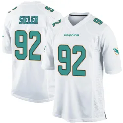 Men's Zach Sieler Miami Dolphins No.92 Game Jersey - White