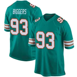 Men's Zeek Biggers Miami Dolphins No.93 Game Alternate Jersey - Aqua