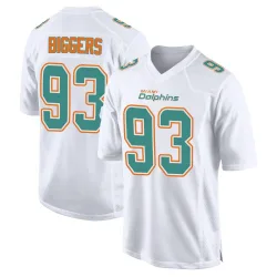 Men's Zeek Biggers Miami Dolphins No.93 Game Fashion Jersey - White