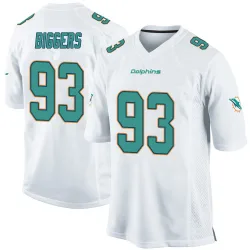 Men's Zeek Biggers Miami Dolphins No.93 Game Jersey - White