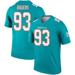 Men's Zeek Biggers Miami Dolphins No.93 Legend Jersey - Aqua