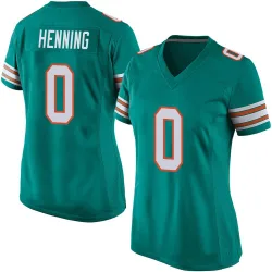 Women's A.J. Henning Miami Dolphins No.0 Game Alternate Jersey - Aqua
