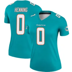 Women's A.J. Henning Miami Dolphins No.0 Legend Jersey - Aqua