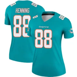 Women's A.J. Henning Miami Dolphins No.88 Legend Jersey - Aqua