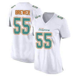 Women's Aaron Brewer Miami Dolphins No.55 Game Fashion Jersey - White