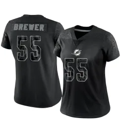 Women's Aaron Brewer Miami Dolphins No.55 Limited Reflective Jersey - Black