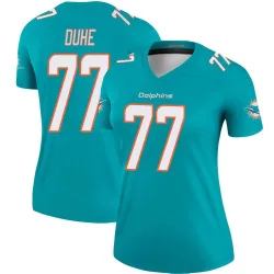 Women's Adam Joseph Duhe Miami Dolphins No.77 Legend Jersey - Aqua