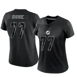 Women's Adam Joseph Duhe Miami Dolphins No.77 Limited Reflective Jersey - Black