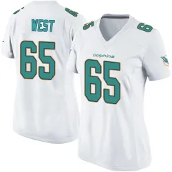 Women's Addison West Miami Dolphins No.65 Game Jersey - White
