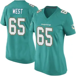 Women's Addison West Miami Dolphins No.65 Game Team Color Jersey - Aqua