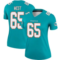 Women's Addison West Miami Dolphins No.65 Legend Jersey - Aqua