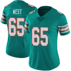 Women's Addison West Miami Dolphins No.65 Limited Alternate Vapor Untouchable Jersey - Aqua