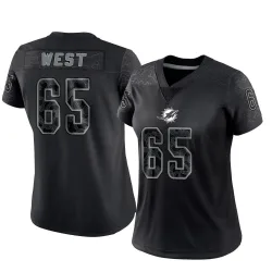 Women's Addison West Miami Dolphins No.65 Limited Reflective Jersey - Black