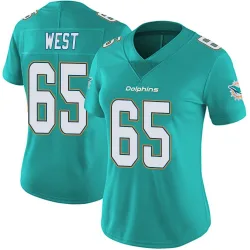 Women's Addison West Miami Dolphins No.65 Limited Team Color Vapor Untouchable Jersey - Aqua