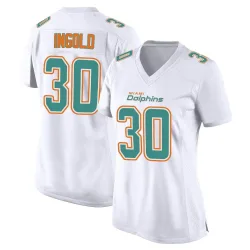 Women's Alec Ingold Miami Dolphins No.30 Game Fashion Jersey - White