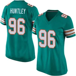 Women's Alex Huntley Miami Dolphins No.96 Game Alternate Jersey - Aqua