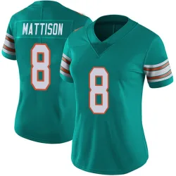 Women's Alexander Mattison Miami Dolphins No.8 Limited Alternate Vapor Untouchable Jersey - Aqua