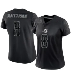 Women's Alexander Mattison Miami Dolphins No.8 Limited Reflective Jersey - Black