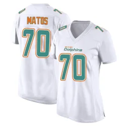 Women's Bayron Matos Miami Dolphins No.70 Game Fashion Jersey - White