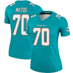 Women's Bayron Matos Miami Dolphins No.70 Legend Jersey - Aqua