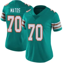 Women's Bayron Matos Miami Dolphins No.70 Limited Alternate Vapor Untouchable Jersey - Aqua