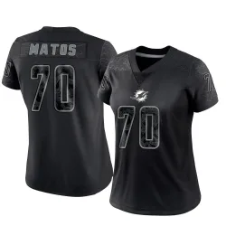 Women's Bayron Matos Miami Dolphins No.70 Limited Reflective Jersey - Black