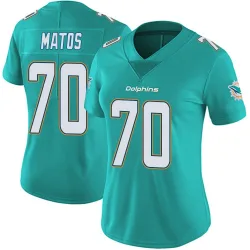 Women's Bayron Matos Miami Dolphins No.70 Limited Team Color Vapor Untouchable Jersey - Aqua