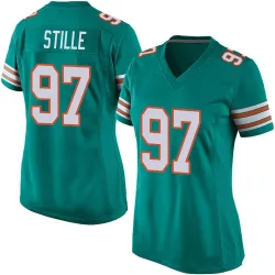 Women's Ben Stille Miami Dolphins No.97 Game Alternate Jersey - Aqua