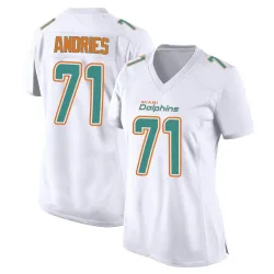 Women's Blaise Andries Miami Dolphins No.71 Game Fashion Jersey - White