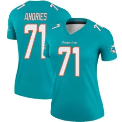 Women's Blaise Andries Miami Dolphins No.71 Legend Jersey - Aqua