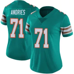 Women's Blaise Andries Miami Dolphins No.71 Limited Alternate Vapor Untouchable Jersey - Aqua
