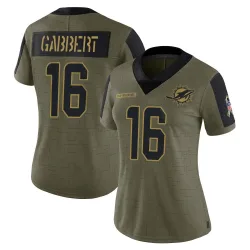 Women's Brett Gabbert Miami Dolphins No.16 Limited 2021 Salute To Service Jersey - Olive