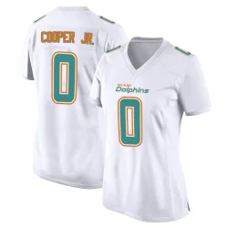 Women's Bump Cooper Jr. Miami Dolphins No.0 Game Fashion Jersey - White