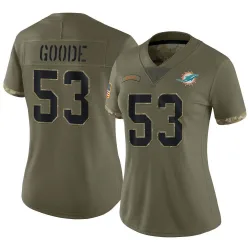 Women's Cameron Goode Miami Dolphins No.53 Limited 2022 Salute To Service Jersey - Olive