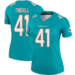 Women's Channing Tindall Miami Dolphins No.41 Legend Jersey - Aqua