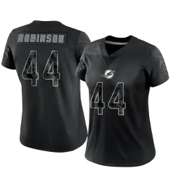 Women's Chop Robinson Miami Dolphins No.44 Limited Reflective Jersey - Black