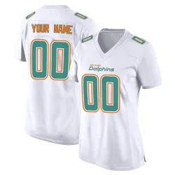 Women's Custom Miami Dolphins No.00 Game Fashion Jersey - White