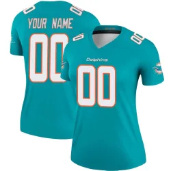 Women's Custom Miami Dolphins No.00 Legend Jersey - Aqua