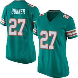 Women's Ethan Bonner Miami Dolphins No.27 Game Alternate Jersey - Aqua