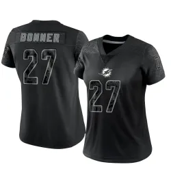 Women's Ethan Bonner Miami Dolphins No.27 Limited Reflective Jersey - Black