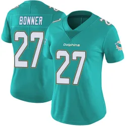 Women's Ethan Bonner Miami Dolphins No.27 Limited Team Color Vapor Untouchable Jersey - Aqua