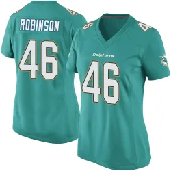 Women's Ethan Robinson Miami Dolphins No.46 Game Team Color Jersey - Aqua