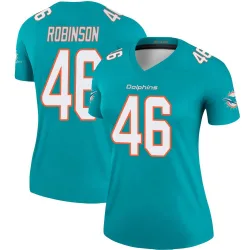 Women's Ethan Robinson Miami Dolphins No.46 Legend Jersey - Aqua