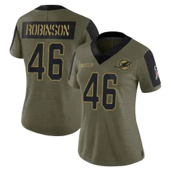 Women's Ethan Robinson Miami Dolphins No.46 Limited 2021 Salute To Service Jersey - Olive