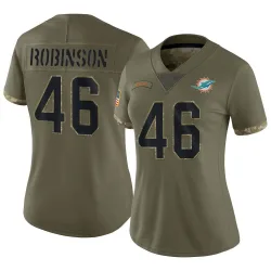 Women's Ethan Robinson Miami Dolphins No.46 Limited 2022 Salute To Service Jersey - Olive