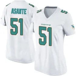 Women's Eugene Asante Miami Dolphins No.51 Game Jersey - White